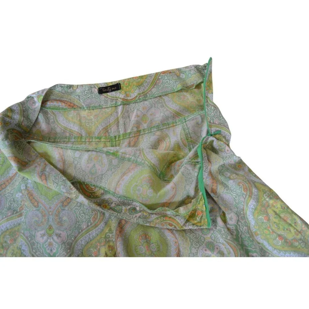 Vintage y2k Forever 21 Pastel Green Paisley A Line Cotton Skirt Juniors Large Pr